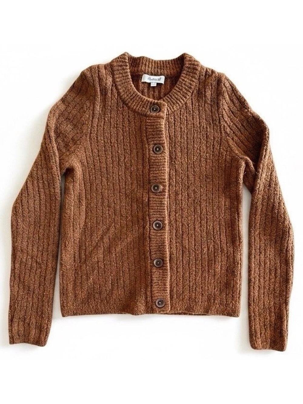 Madewell Ribbed Cardigan Wool Sweater Women’s Small Brown Button Front Crew Neck